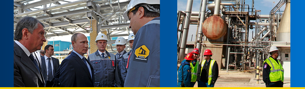 Putin at a Rosneft facility with staff; US oil drilling
