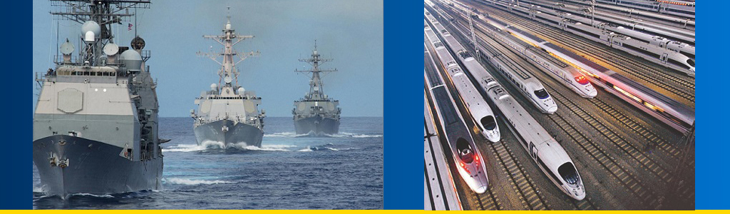 US naval ships; Chinese trains