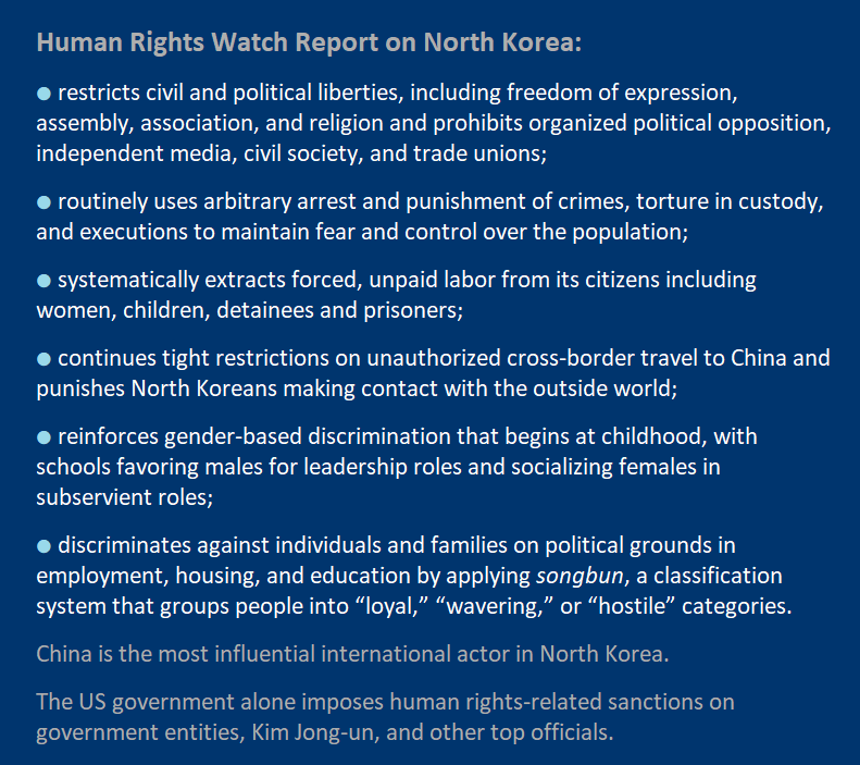 Human Rights Watch report on North Korea