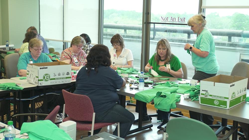 Group of women sew face masks in Albany Georgia 