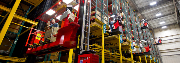 photo of Boeing factory floor with supplies