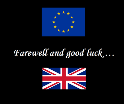 Farewell and good luck ... with EU and UK flags 