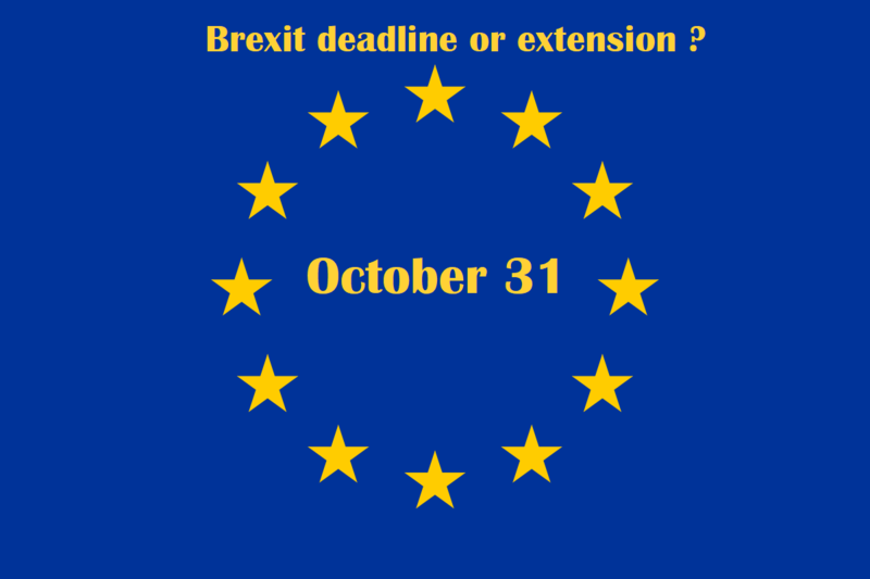 EU flag with Oct 31 deadline date for Brexit 