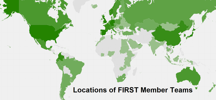 map locations of FIRST teams