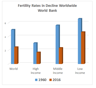 Fertility rates in decline worldwide since 1960 among all income groups