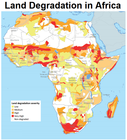 Map of Land degredation in Africa 